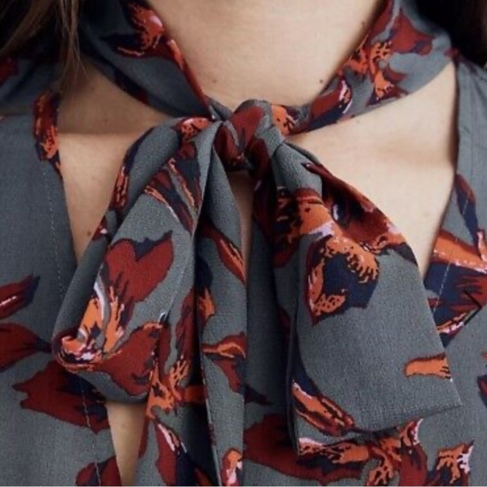 MADEWELL Silk Tie-Neck Wrap Top in Winter Orchid Size XS -- GORGEOUS!!! - Picture 5 of 10